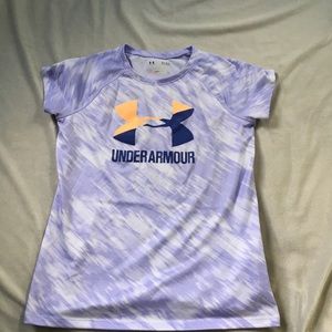 Purple and white under armour shirt